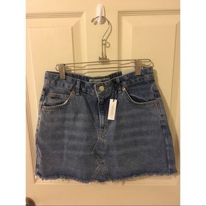 Topshop PETITE Moto Denim Mini Skirt